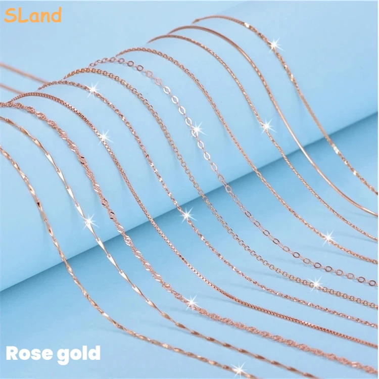 SLand online store directly low MOQ wholesale real 925 sterling silver rose gold chain necklace for DIY Jewelry making