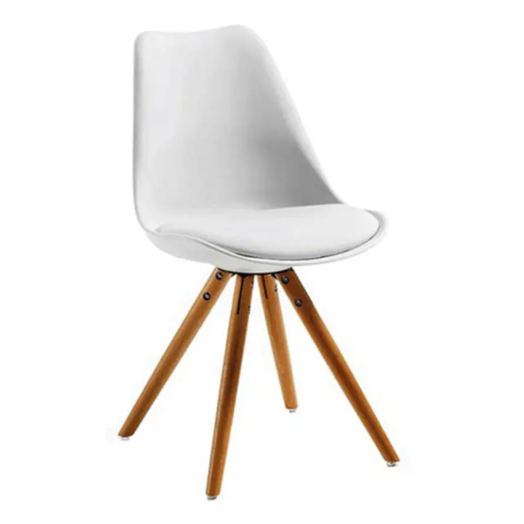 Nordic Luxury Design Wooden Legs Restaurant Cafe Tulip Chair Cushion Seat Plastic Dining Chairs