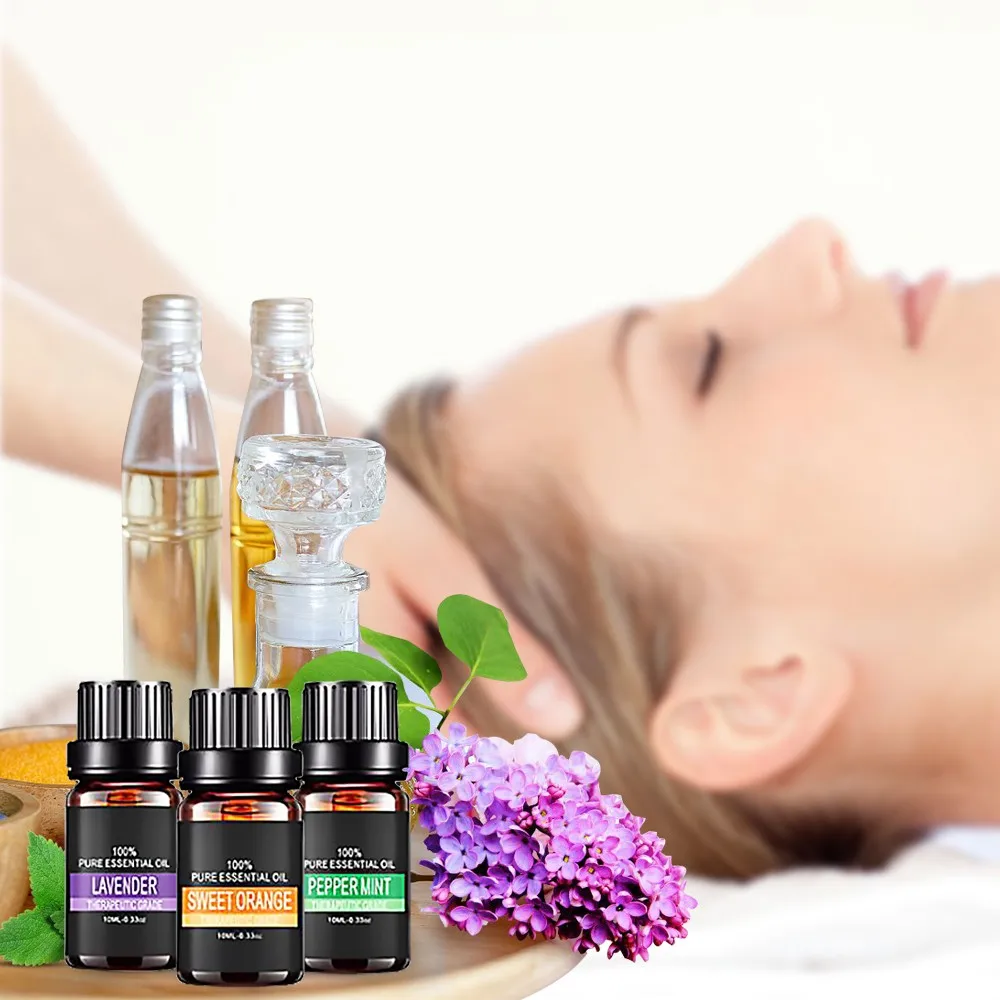 100% Private label Pure Natural Skin Care Peppermint Lavender Aromatherapy Essential Oil 10ml bottle Set 8 bottle