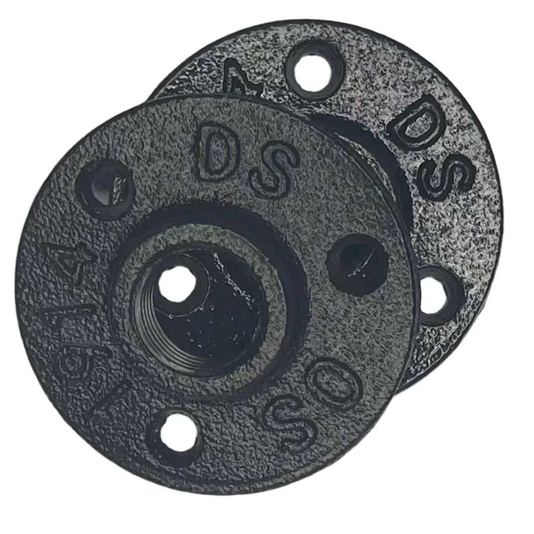 Black Malleable Cast Iron Decorative Pipe Fitting Floor Flange for Furniture