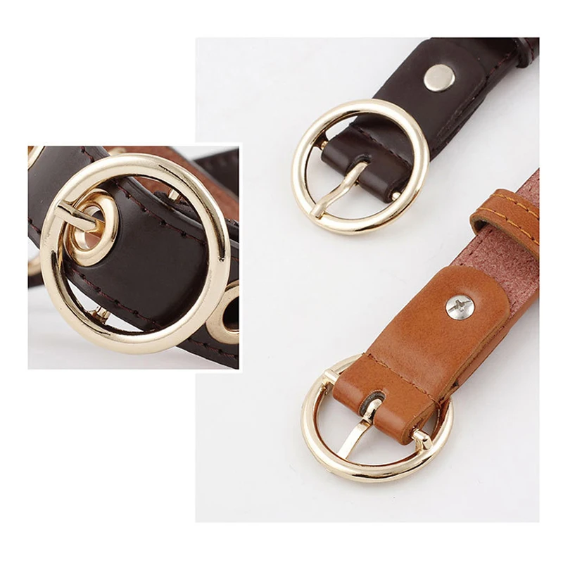 Women Hollow Rivets PU Leather Belt Luxury Brand Slimming Waist Belts for Dress Jeans