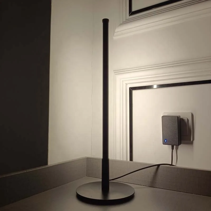 
wholesale modern simple aluminum round base bedside led rgb dimmable minimalist desk lamps home decor vertical table lamp 