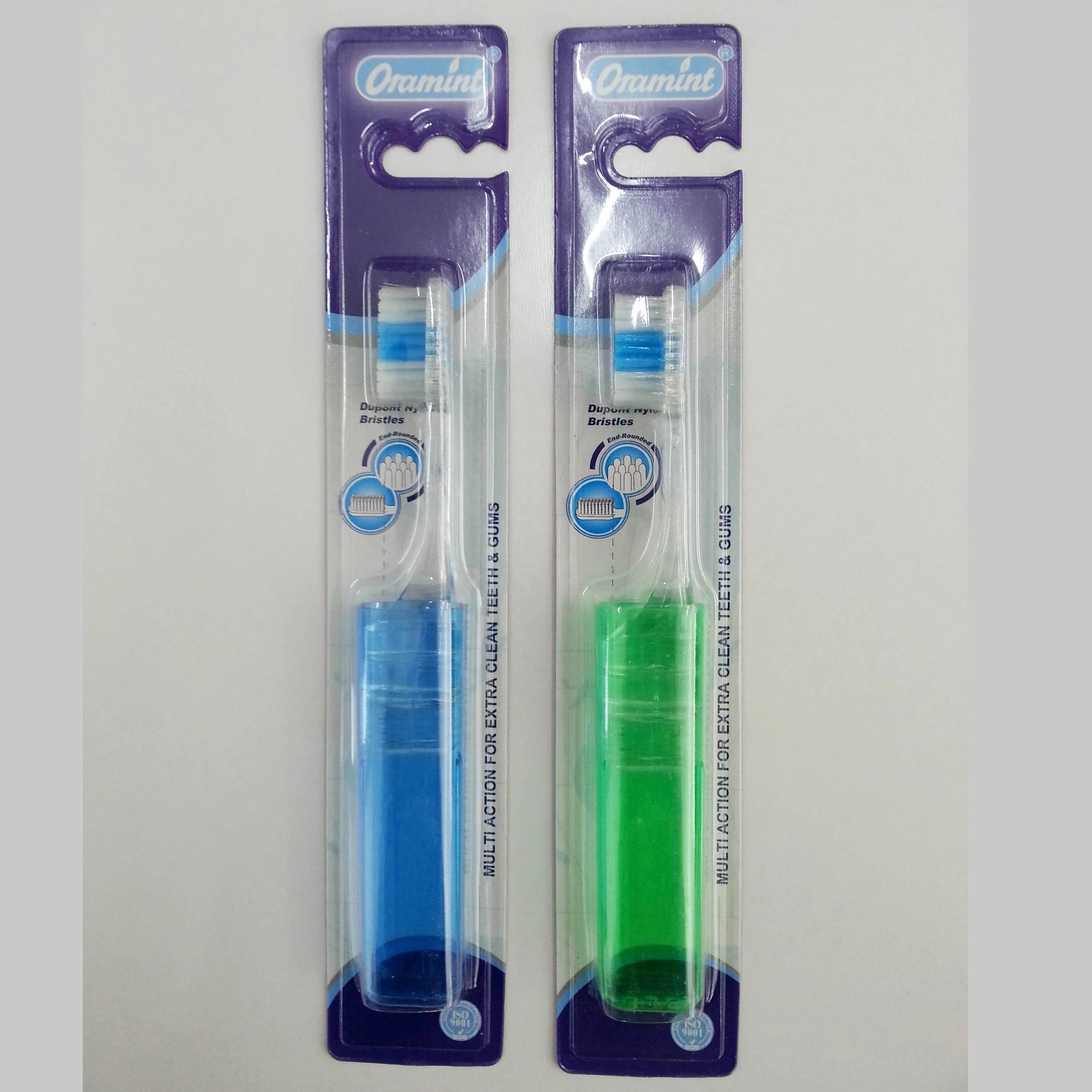 High quality hard bristle toothbrush ISO CE approved plastic adult travel toothbrush