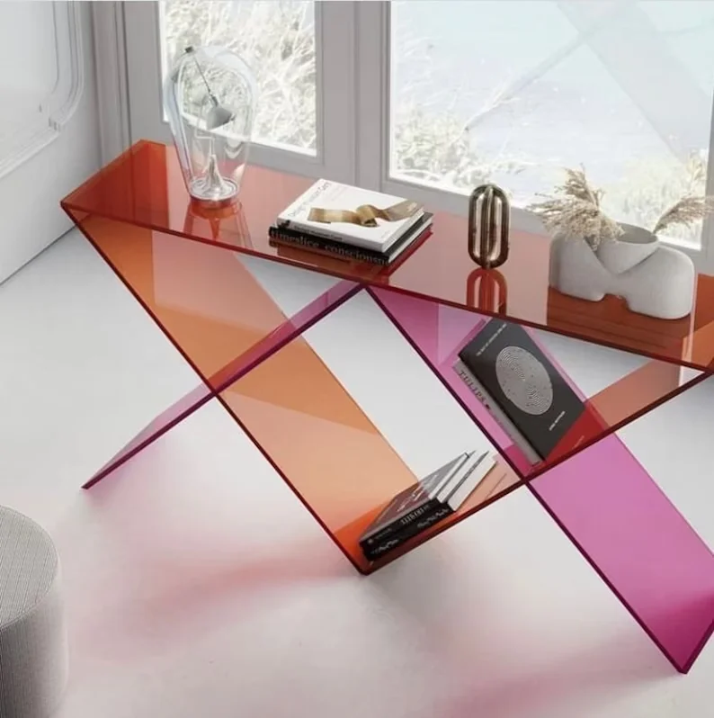Acrylic Display Rack customized design plexiglass iridescent side table Color Nordic Colorful Morden shop acrylic riser