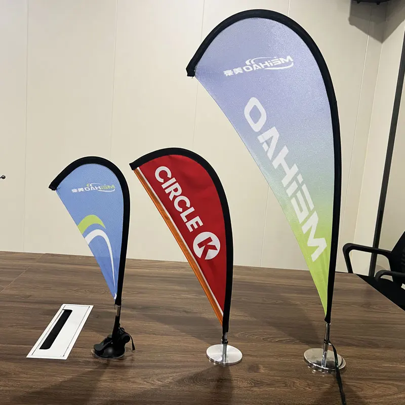 Custom Promotional Campaign Table Decoration Mini  Small Teardrop Feather Beach Flag