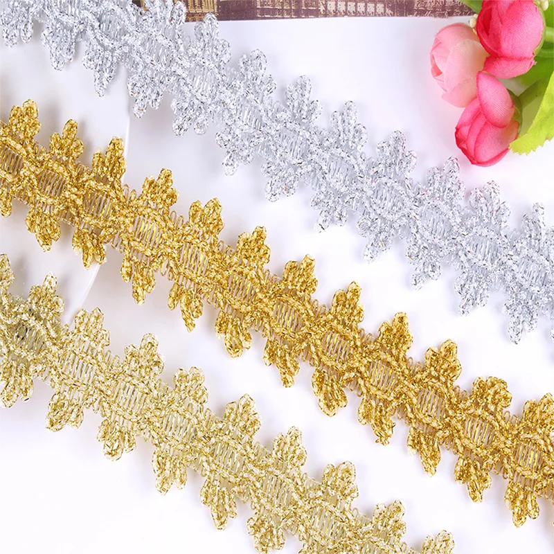 Wholesale Price Hot-sell Customize Metallic Yarn Gold Lace Trim Ethnic Webbing Lace