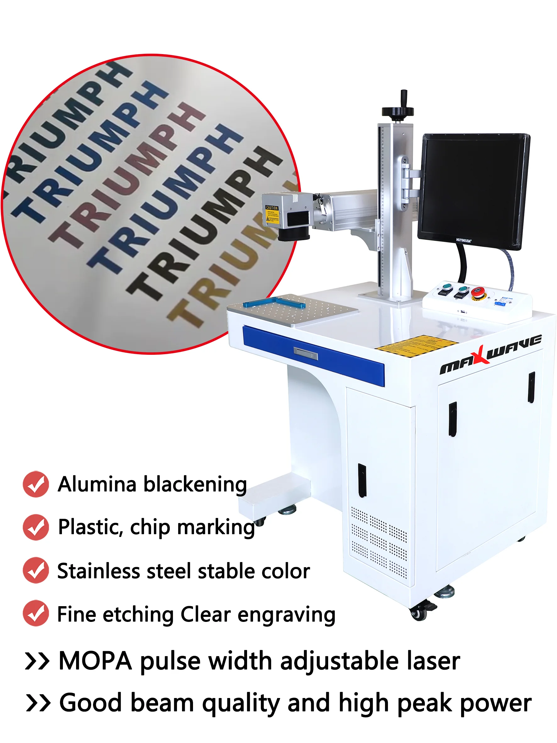 Desktop Portable Mopa Fiber Laser Marking Machines Metal Engraving Machines with Raycus Max JPT Laser Source Automatic