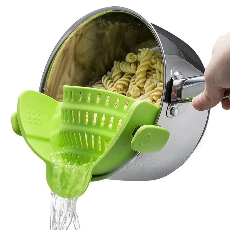 Hot Sale Kitchen Pot Bowl Colander Clip On Strainers Household Tool Silicone Sink Food Strainer for Pasta And Vegetables