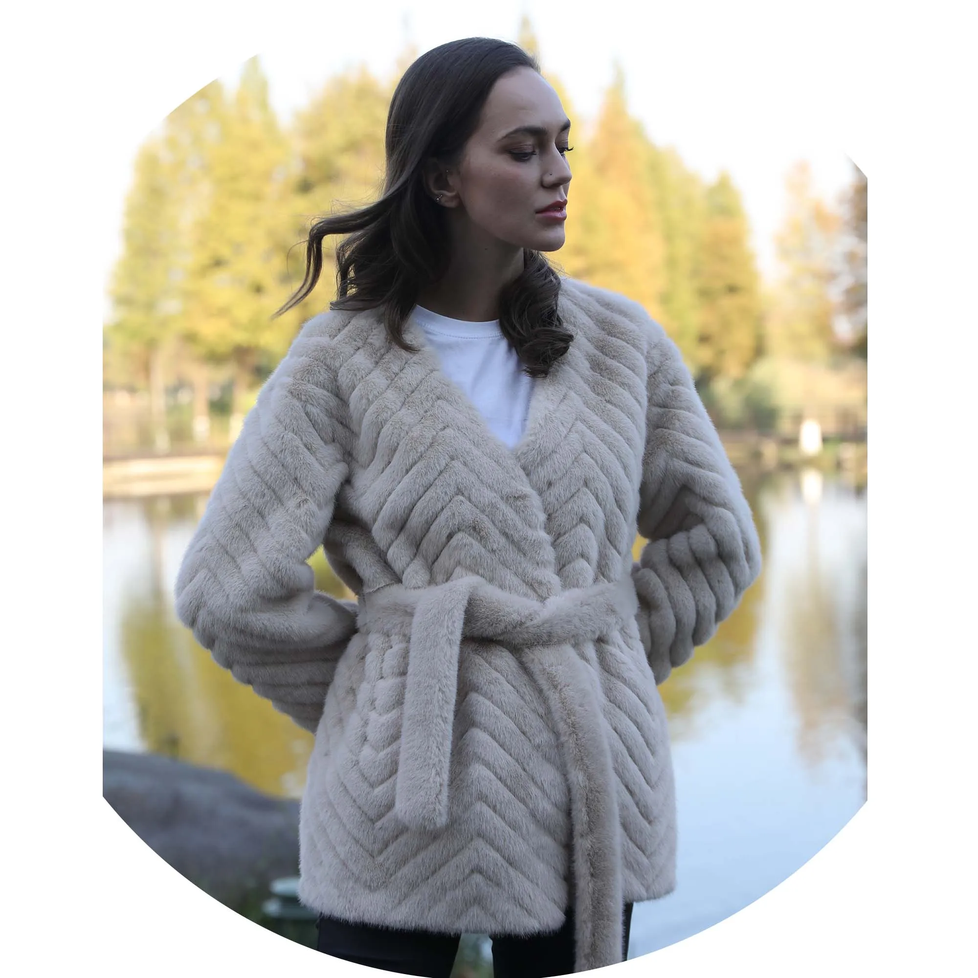 Hot Sell Luxury Women Top Quality Ladies Fake Mink Fur Coat