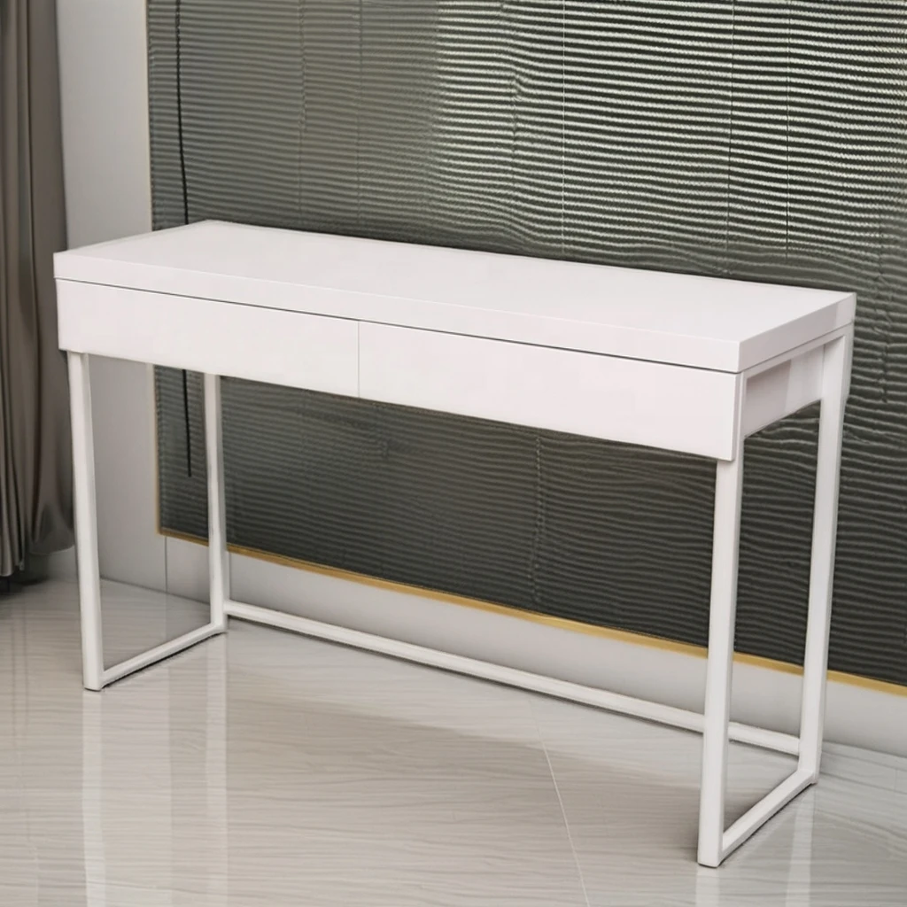 High Quality Customizable White PC Office Computer Desk with 2 Wooden Drawers Gaming Table for School Use