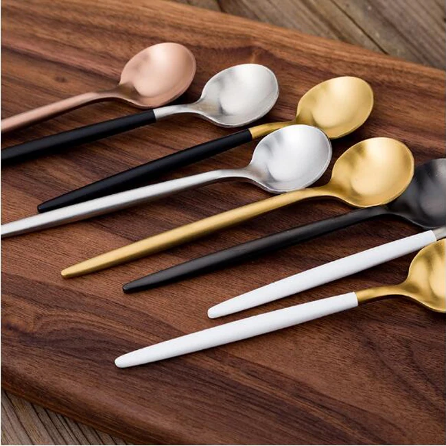 4pcs Cutlery Set Travel Portable Gold Cubiertos Acero Inox Stainless Steel Cubiertos Dorados Metal