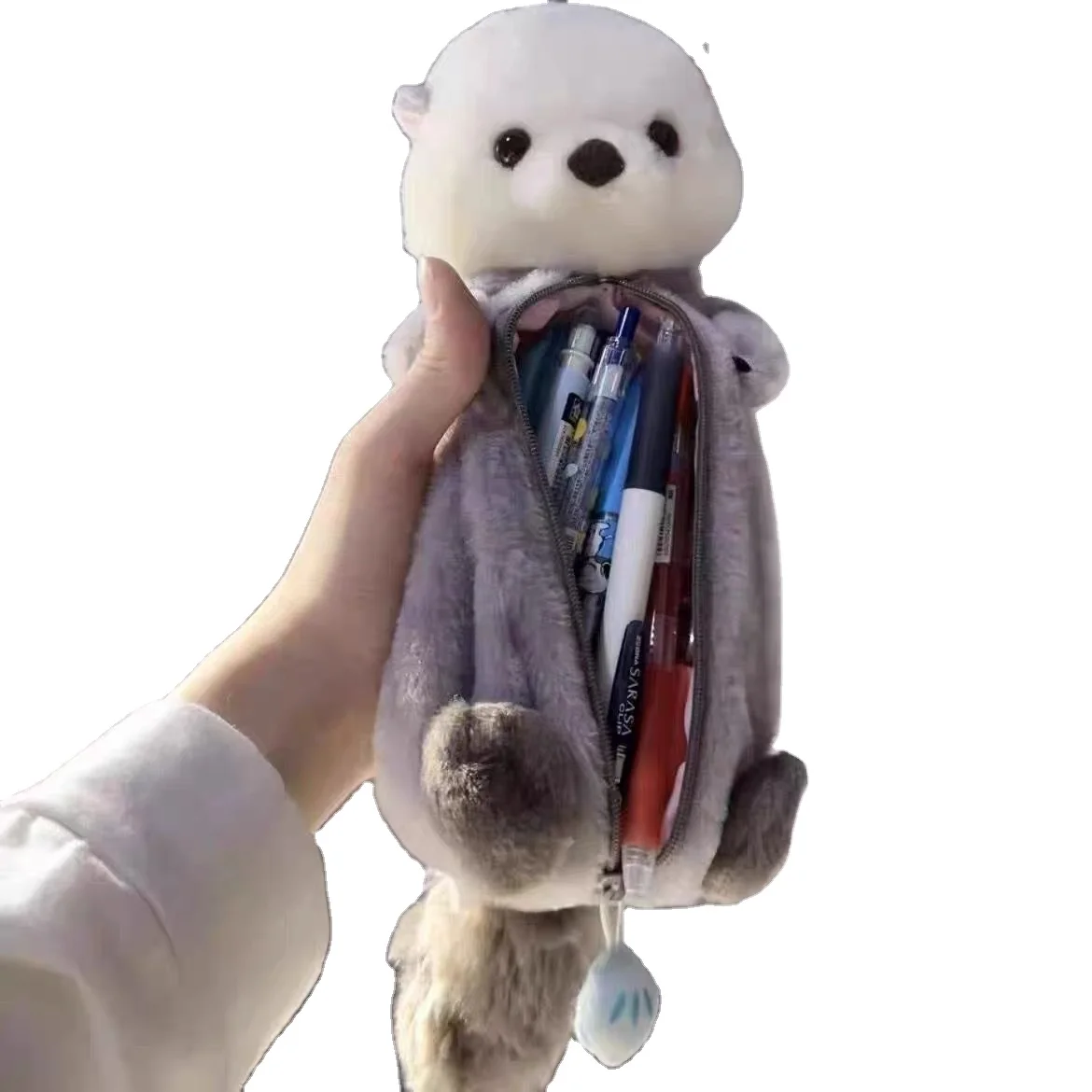 Custom Plush Sea Otter Pencil bag Pen Bag Small Objects Stationery Bag Cat plush toy stuffed animals Plush pen case for students