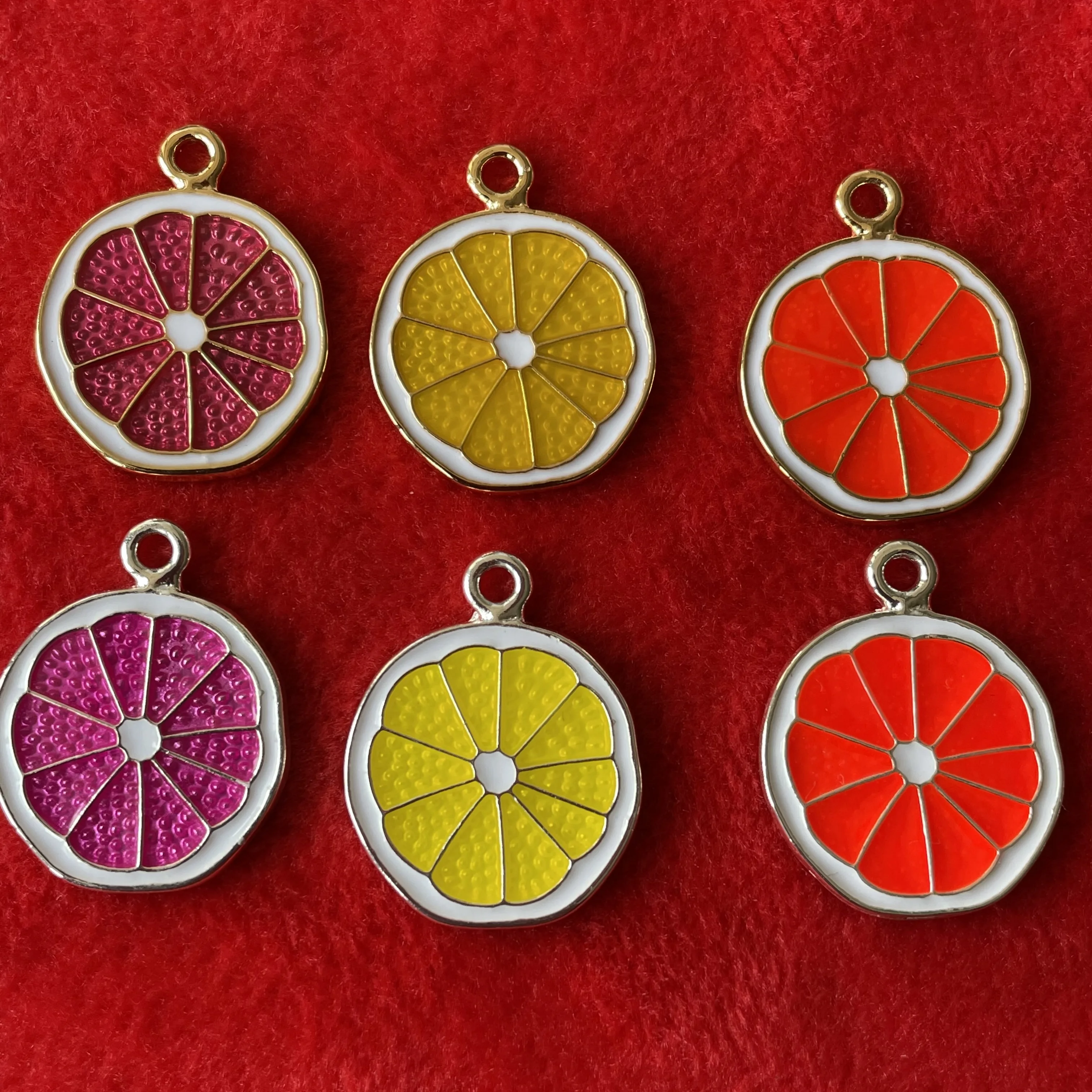 cute watermelon strawberry orange fruit enamel charms for kids bracelet bangles colorful bling fruit juice jewelry charms