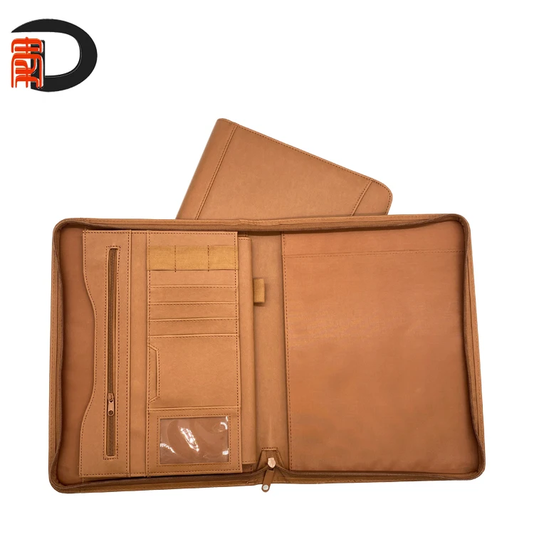 2023 Amazon Hot PU leather a4 File Documant Folder Portfolio Can Be Custom Conference signature folder