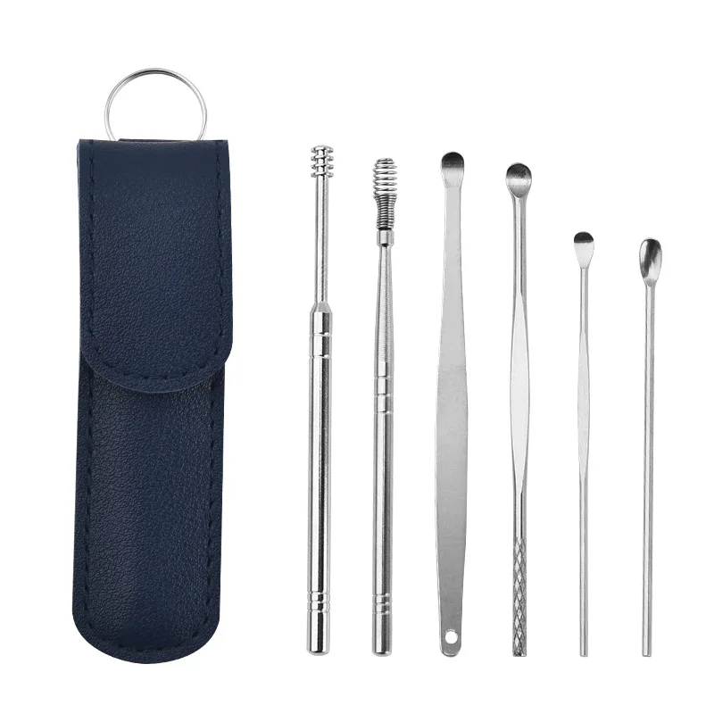 6pcs Stainless Steel Earpick Ear Cleaner Spoon Ear Wax Removal Tool Kit Ear Spoon Care Tool for Baby Adults
