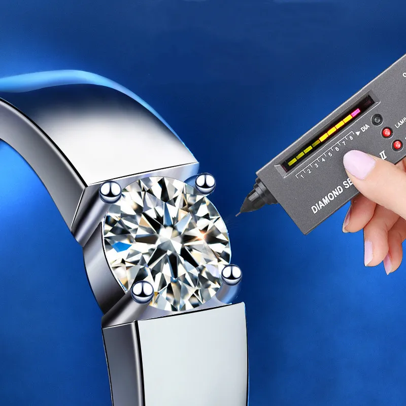 Luxury Men 925 Sterling Silver 1ct Moissanite Diamond Engagement Rings