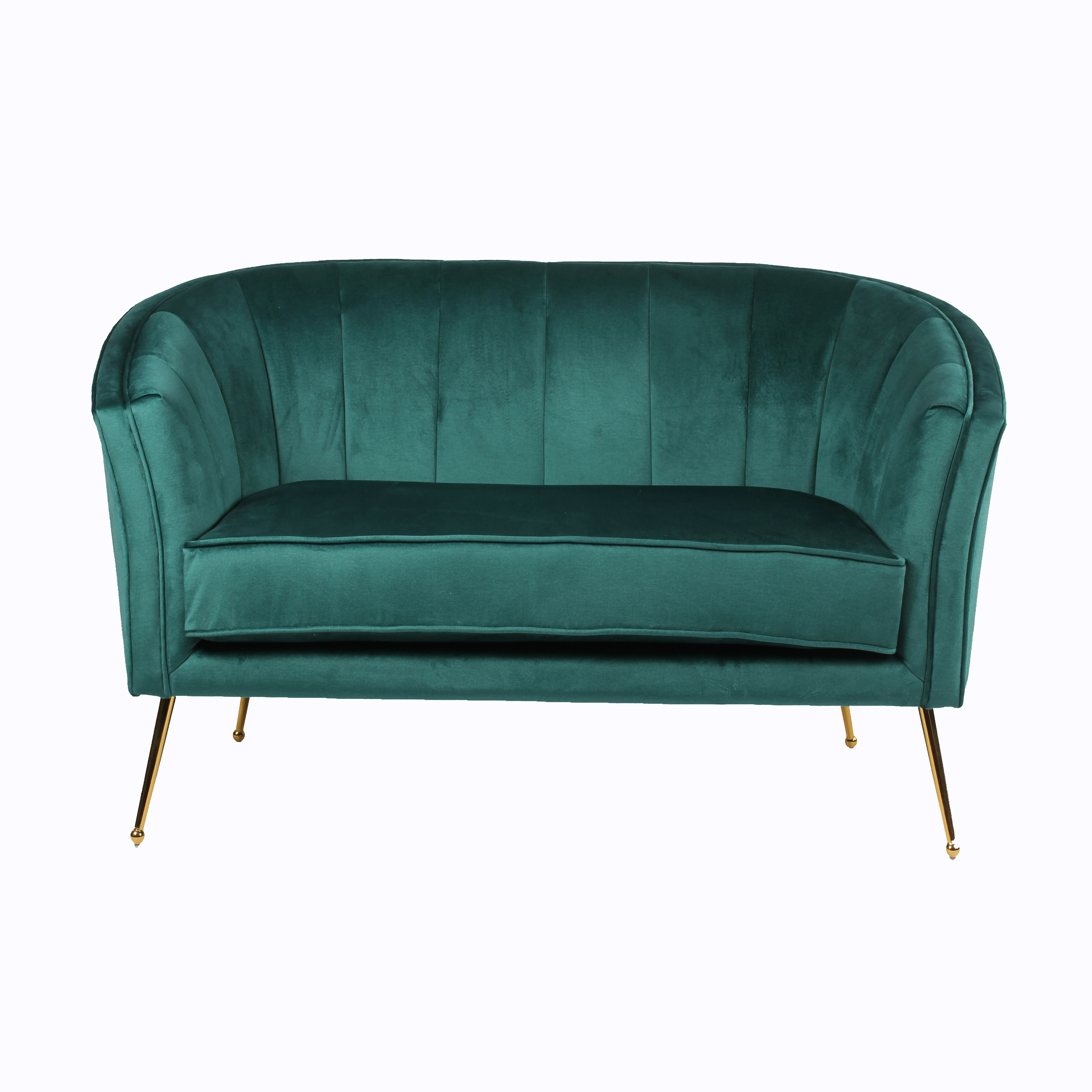 European Velvet Fabric Loveseat Comfort Modern KD Stainless Legs With Gold Color Sofa Chair