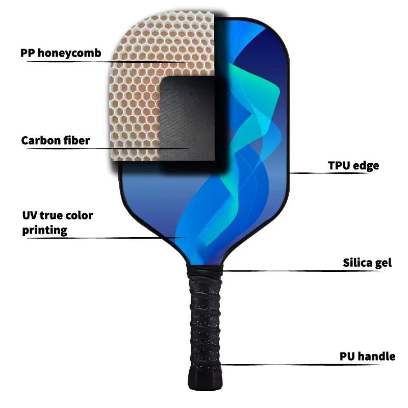 Pickleball Paddle PP соты могут быть настроены логотип углеродного волокна высокой стабильности кимчи мяч ракетки