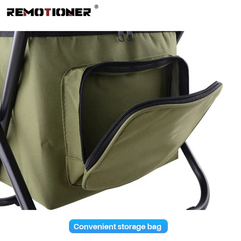 Lightweight Backrest Folding Chair Seat Portable Foldable Camping Fishing Chair with Cooler Bag