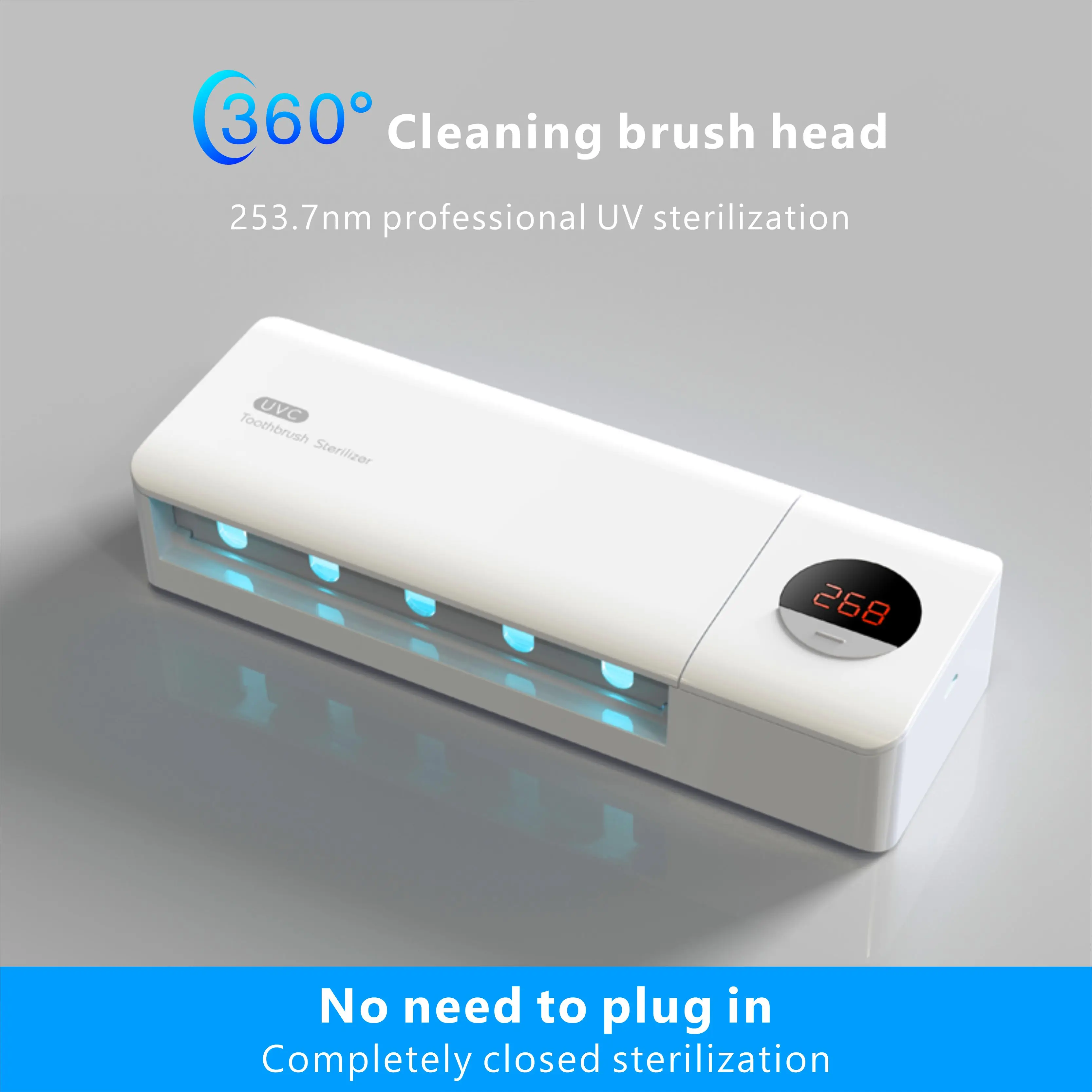 2021 Most Popular Wall Mounted Portable Rechargeable USB UVC LED Toothbrush Sterilizer Holder