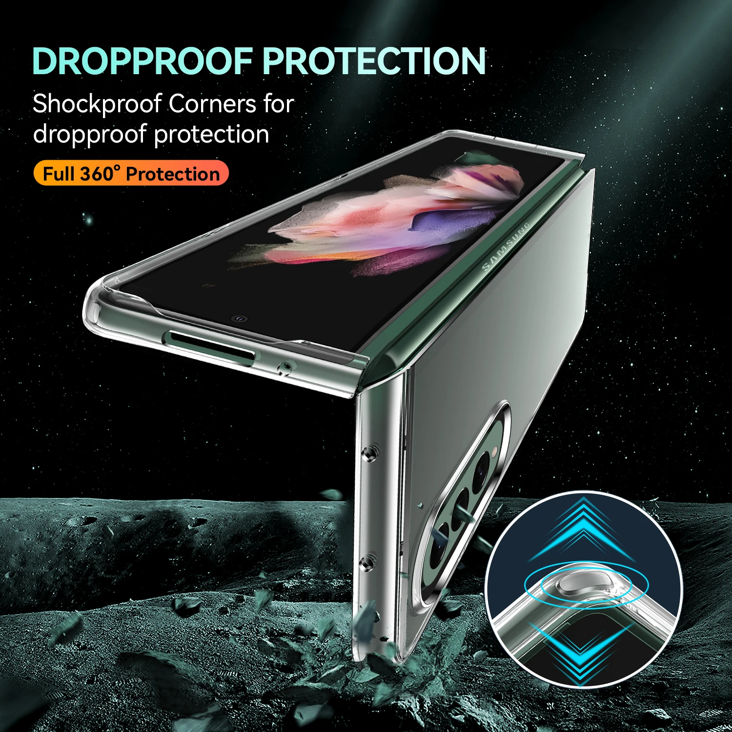 For Samsung Galaxy Z FOLD 4 Wholesale Price 1.5MM PC TPU Shockproof Folding Transparent Phone Case Clear Cover