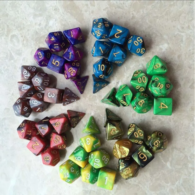 7Pcs Game Dice for RPG Dungeons and Dragons D20 D12 D10 D8 D6 D4 DND Polyhedral Dice
