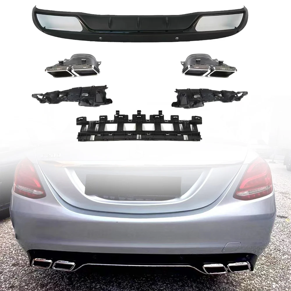 rear bumper for benz C class W205 coupe 2015-2021 refit C63 AMG style rear diffuser lip spoiler bodykit
