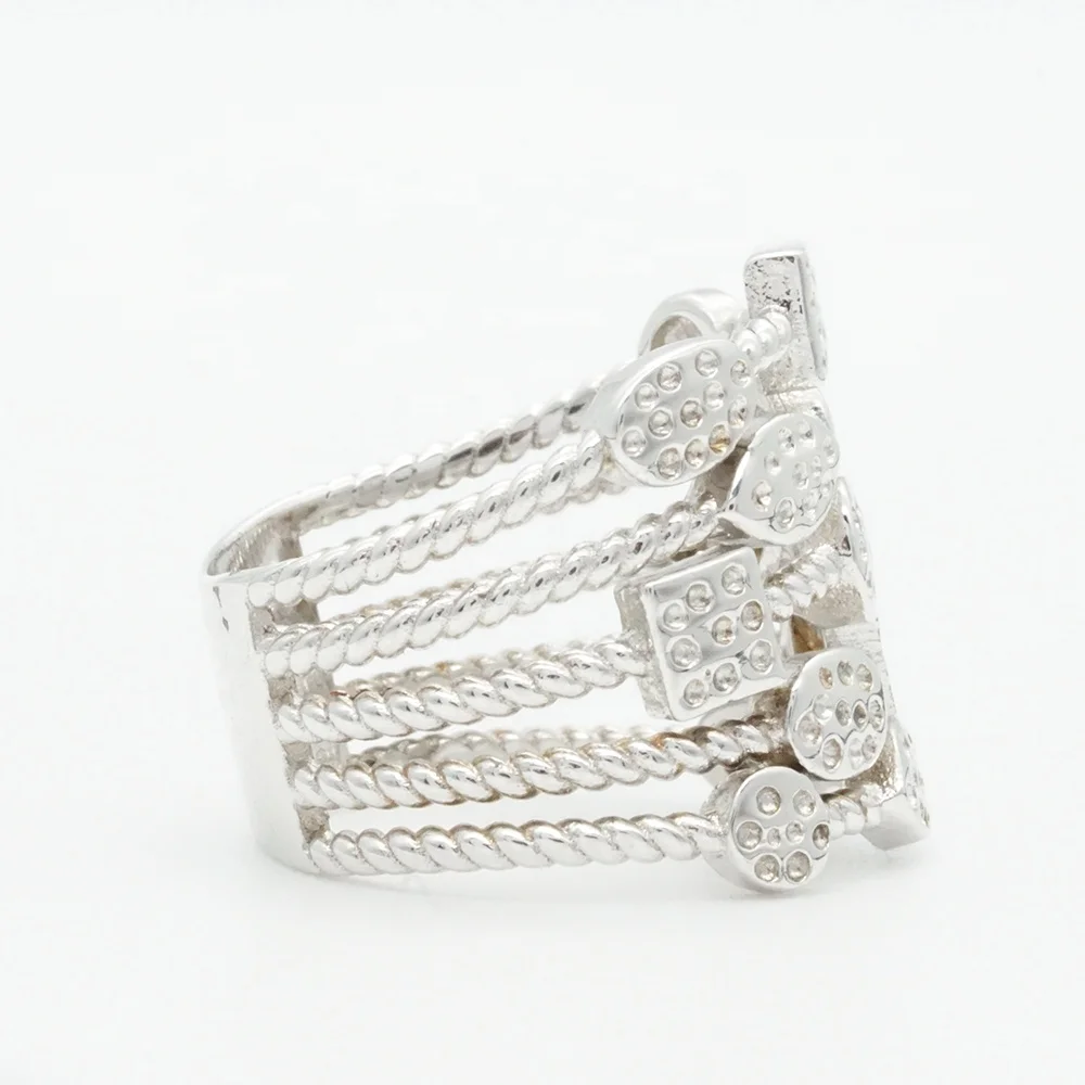 Chic Women Geometric Elements Collection Dotted Design Silver Prom Jewelry Rings