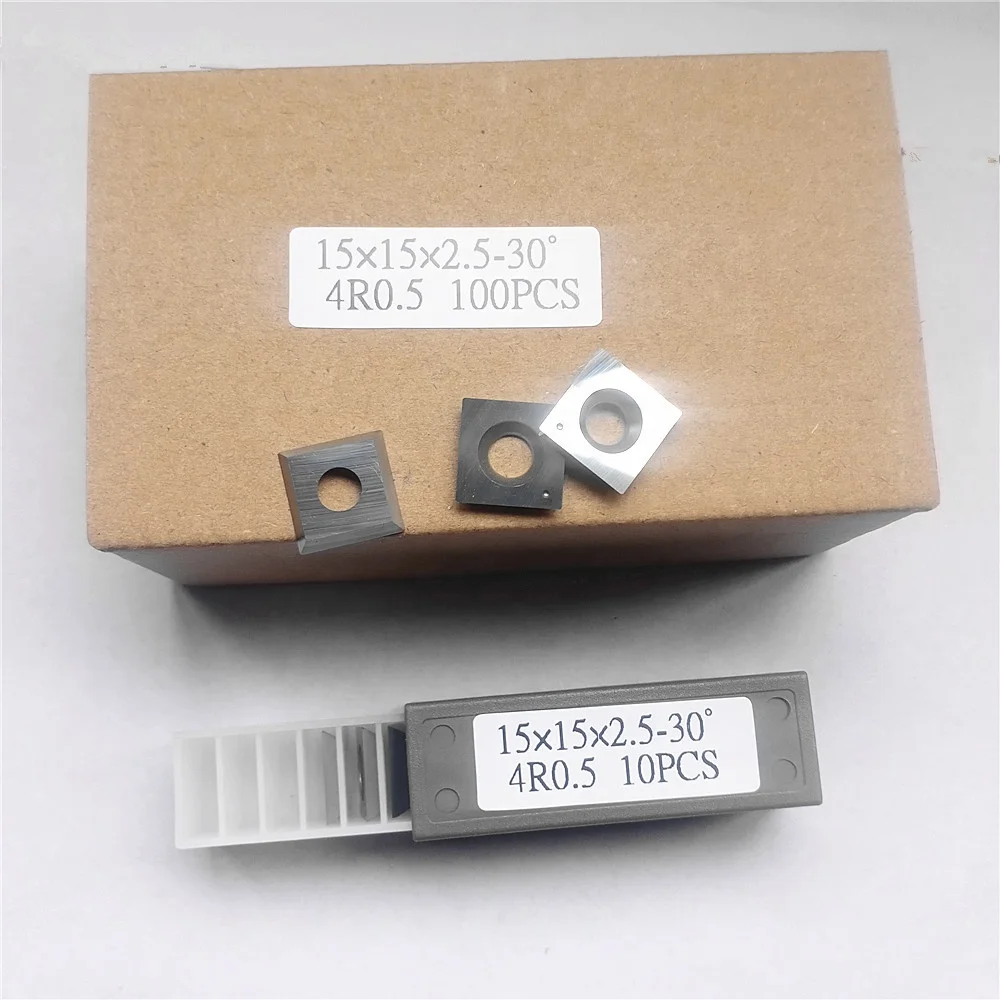 Tungsten Carbide Woodworking Insert Carbide Cutter Inserts 15x15x2.5mm 30 Degree Radius Corner and Radius Sides for Wood Lathe