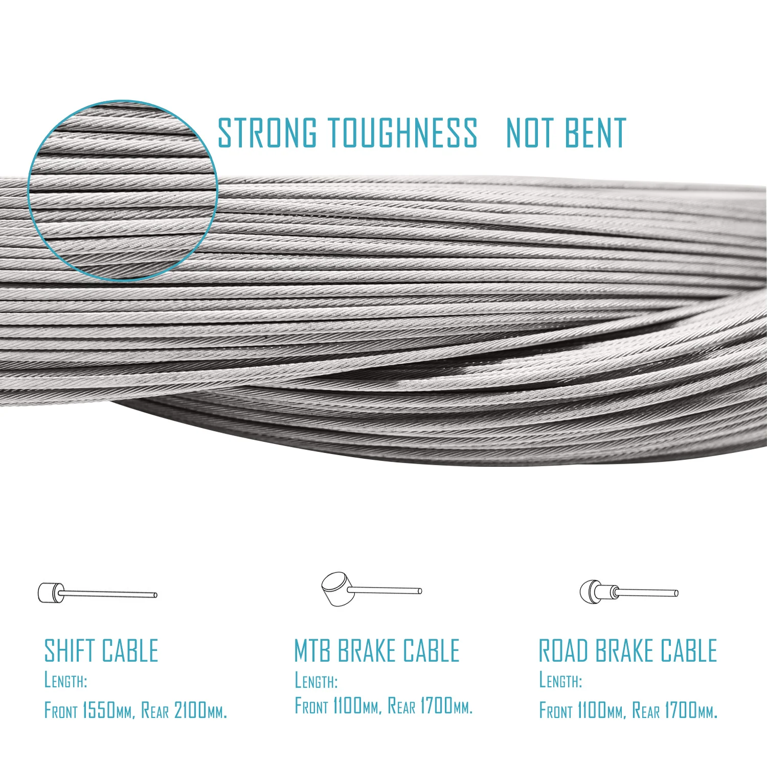 Оцинкованная линия троса переключения передач для велосипеда, внутренняя проволока, сталь, высокопрочная прочная линия троса переключения передач для горного и дорожного велосипеда