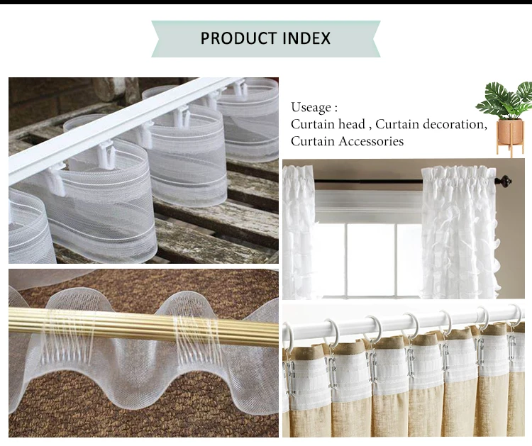 Custom High Quality White Curtain Pinch Tape,Pull Pleat Tape,Pleated Drapery Curtain Tape