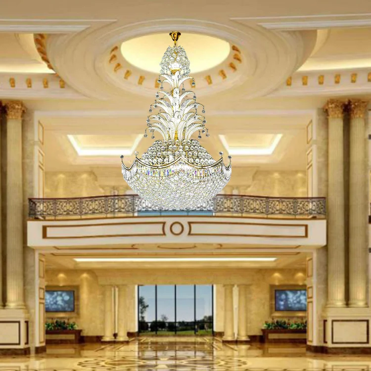 Banquet hall exhibition hall hotel lobby decoration lighting custom made ceiling luxury pendant light large crystal chandelier
