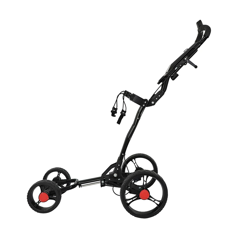 Golf Cart with brake and Umbrella holder  4-wheel Golf Push And Pull Cart  Aluminum alloy Golf Trolley Easily Fold Bag Carts