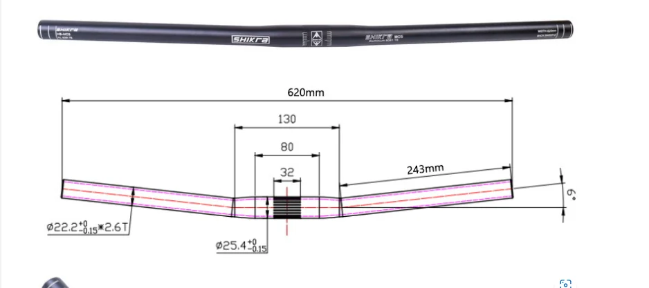 Mtb Aluminum Handlebar Bicycle Handlebar 25.4*620mm Matt Black Handlebars For Mountain Bike Accessories