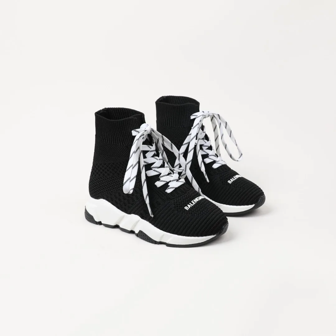 2022 Girls Boys High Top Mesh Sock Sneakers Toddler/Little/Big Kid Casual Fashion Footwear Children School Lace-Up Brand Shoes