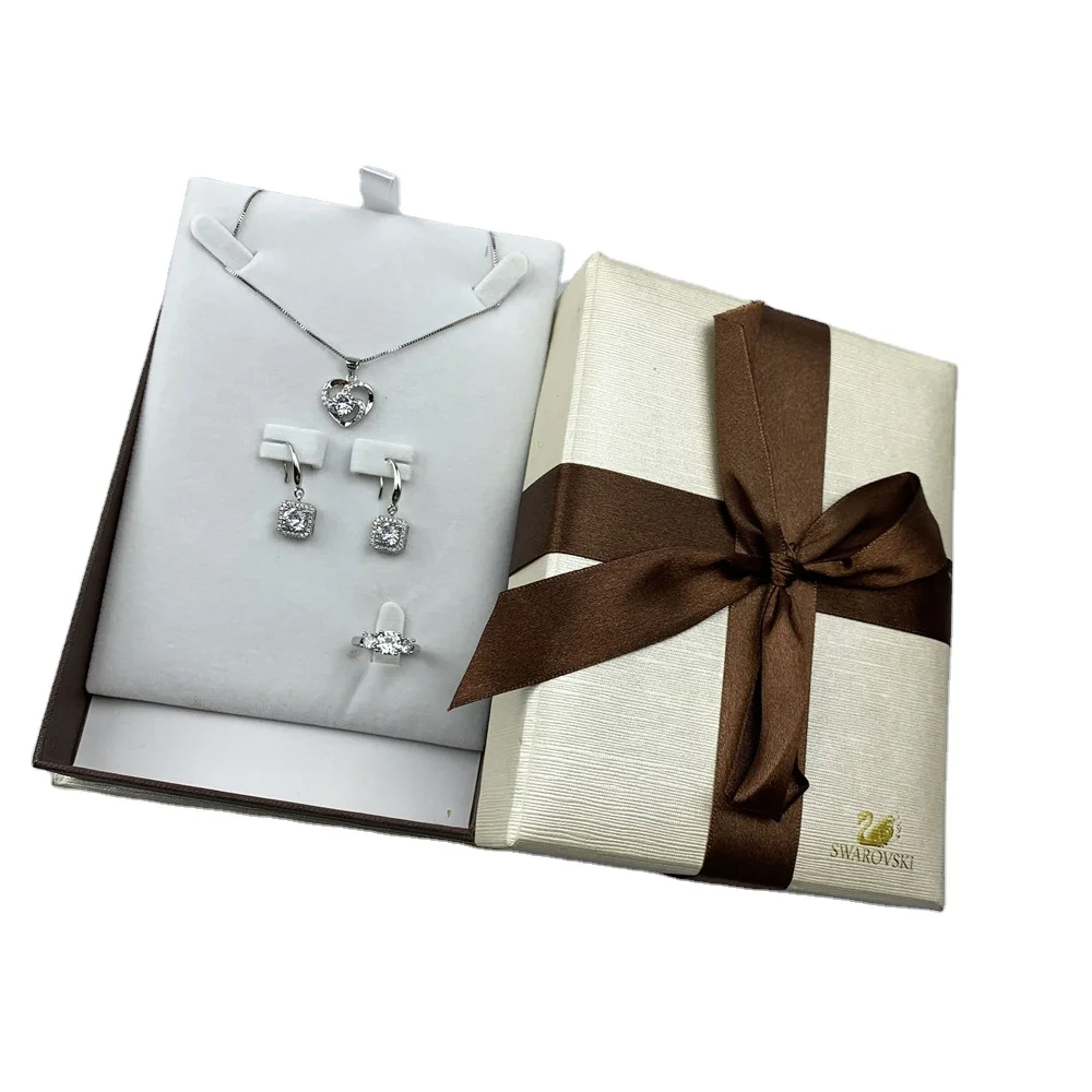 high quality  specialty  paper gift jewelry hat box with ribbon and  foam velvet insert for jewelry display