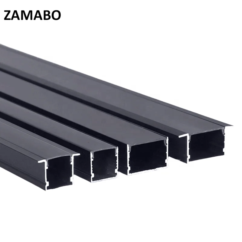 Furniture Bedroom Aluminum Channel With LED Strip Black Invisible Line Lamp Kitchen U-shape Aluminum LED Profile