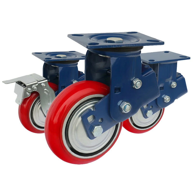 4 5 6 8 shock absorption wheel heavy duty polyurethane universal iron core shock absorption wheel casters