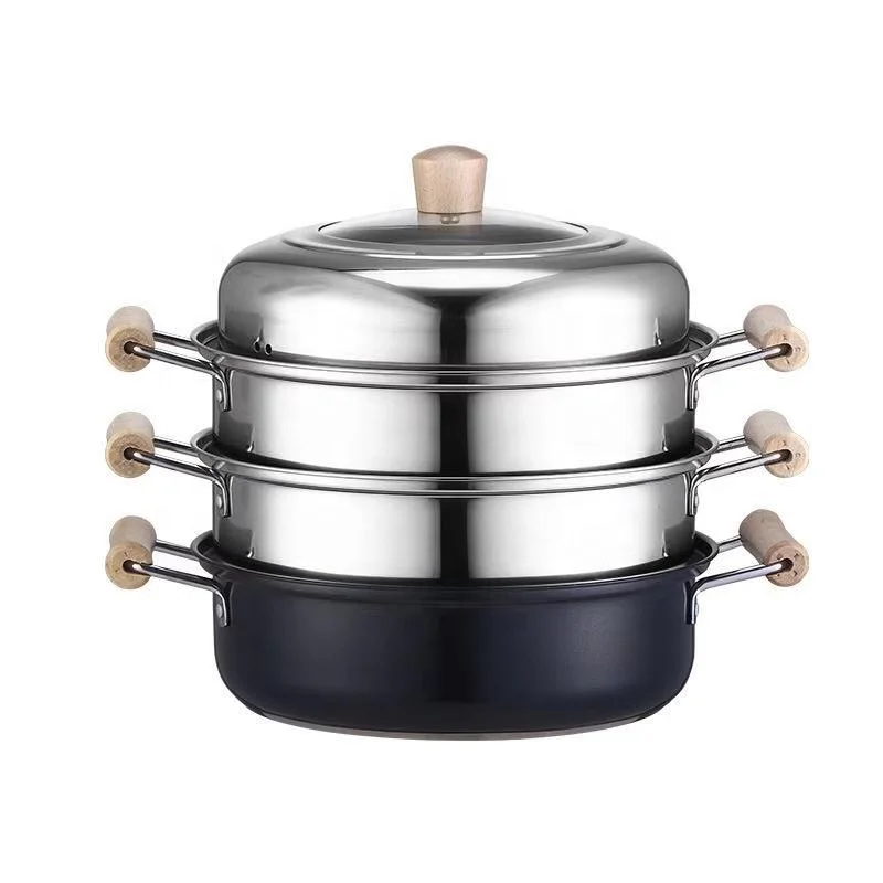 
New Products 3Layer Stainless Steel Steamer Pot Double Boiler With Non-stick Coating 
