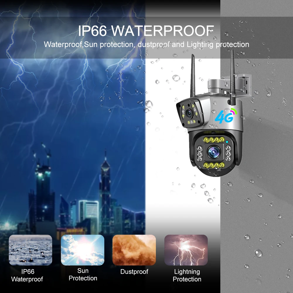 V380 Pro 4MP 4G CCTV Security Ip Camera Outdoor Waterproof Dual Lens Network Camera with Motion Detection Cloud Storage