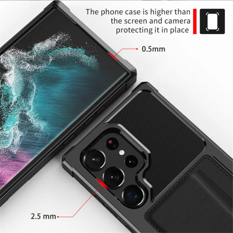Wholesale Card Inserted Mobile Phone Case for Samsung S23 Ultra Shockproof Leather Phone case with holder for S21 S22