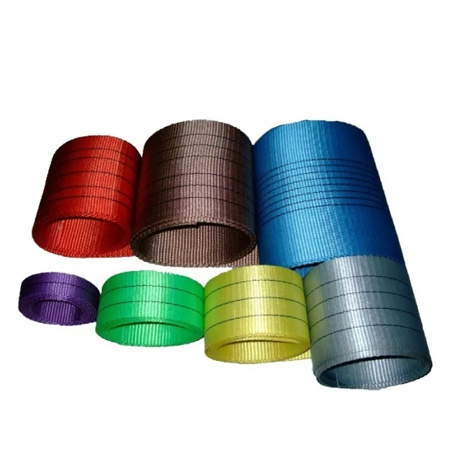 Custom printed logo 2t 50mm width polyester webbing sling belt for lifting sling