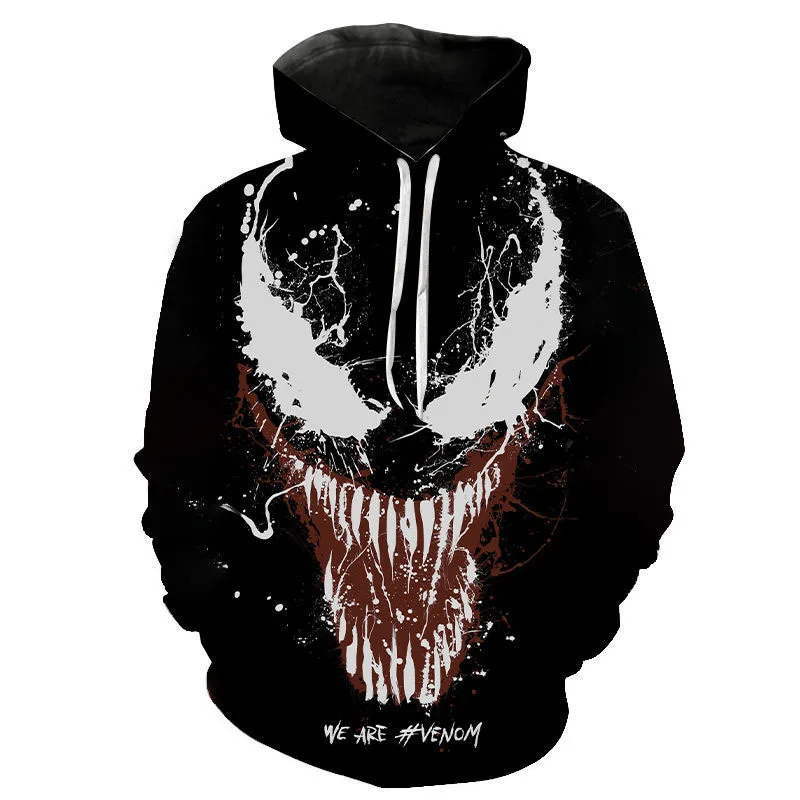Lcool Custom Men Hip Hop Sportswear Venom Hoodie 3D Printed Oversize Sweatshirts Hoodies