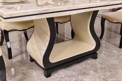 home luxury dinning table 4chairs indoor wooden frame square marble top dining woody table