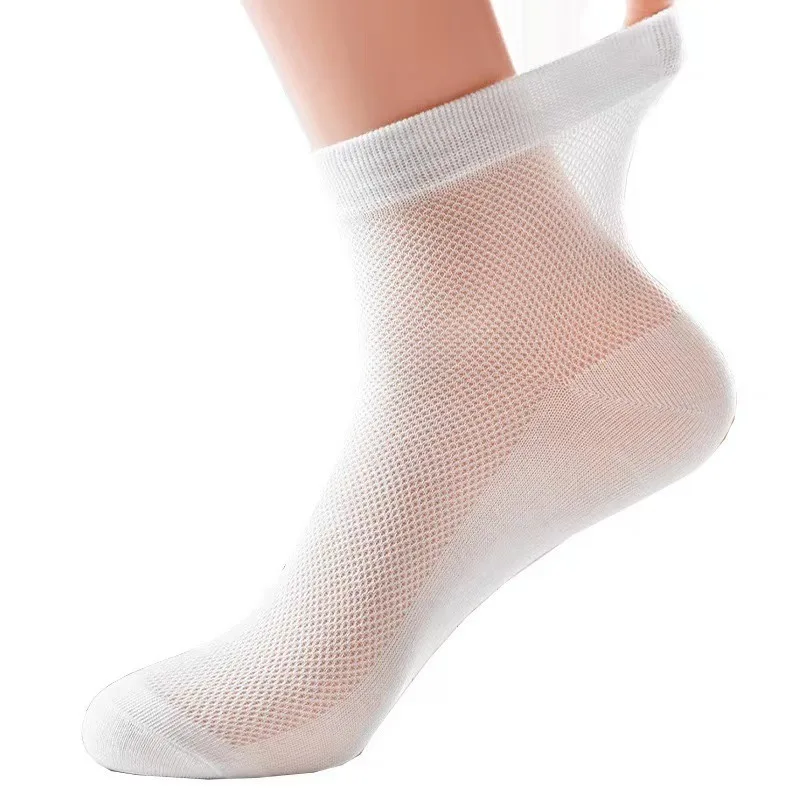 Youki  summer men solid color mesh breathable cotton oversized crew socks
