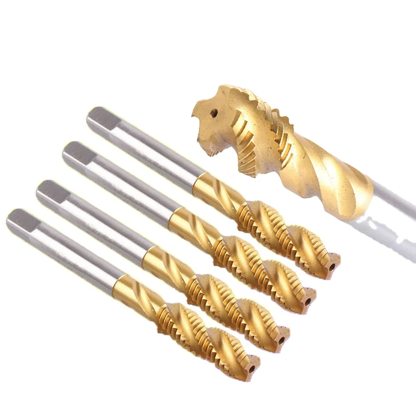 Source Factory Titanium Coated HSS Machine Tap  Threading Taps Spiral Flute Machie/Hand Taps M2 M2.5 M3 M4 M5 M6 M8 M10