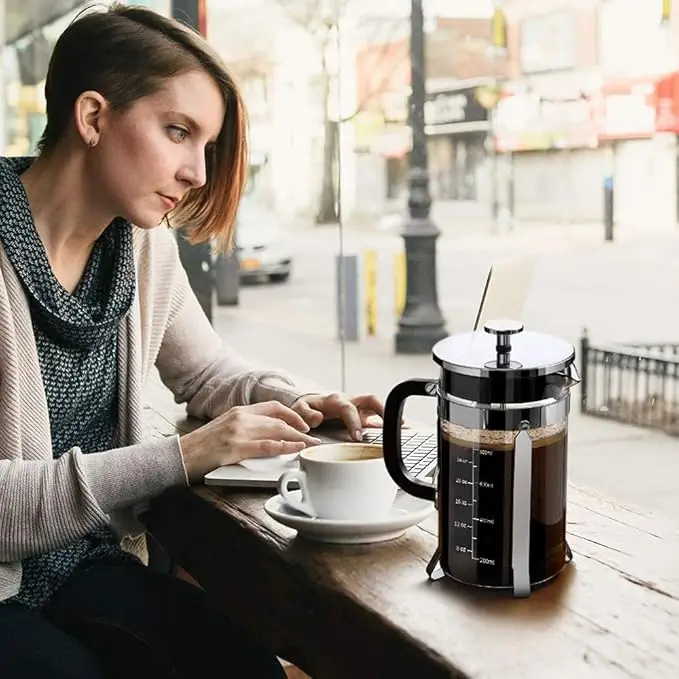 34oz glass French press with handle French coffee maker Cold Brew coffee maker Tea maker Kitchen Travel Camping
