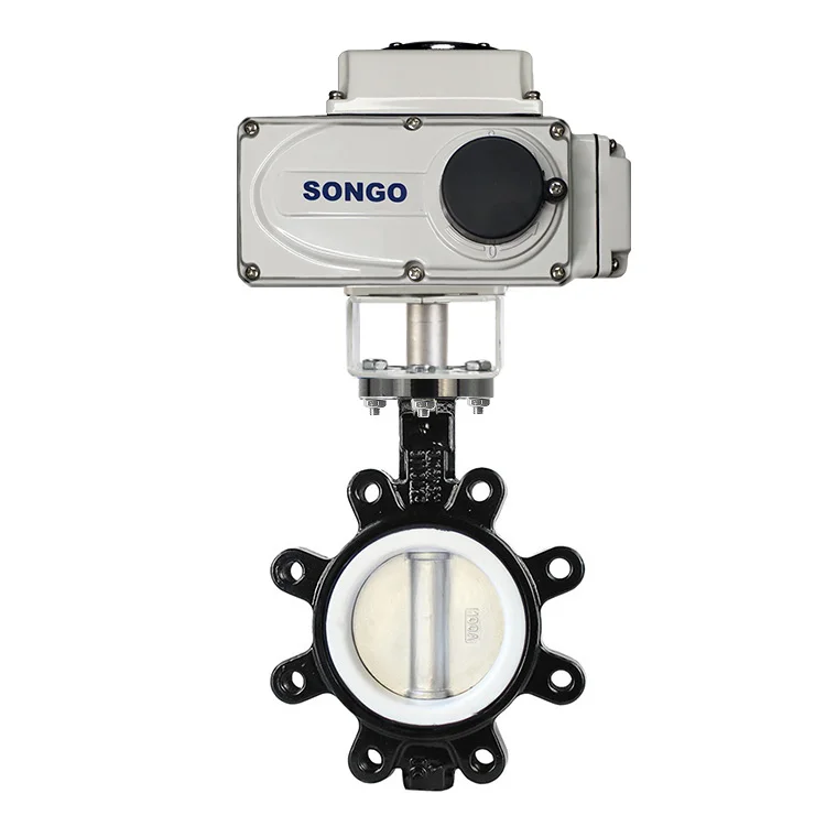 Regulation 4-20Ma DC DN50 50mm 24V DC PTFE seal Ductile Iron Electric rotary Actuator Motorized Wafer lug Butterfly Valve