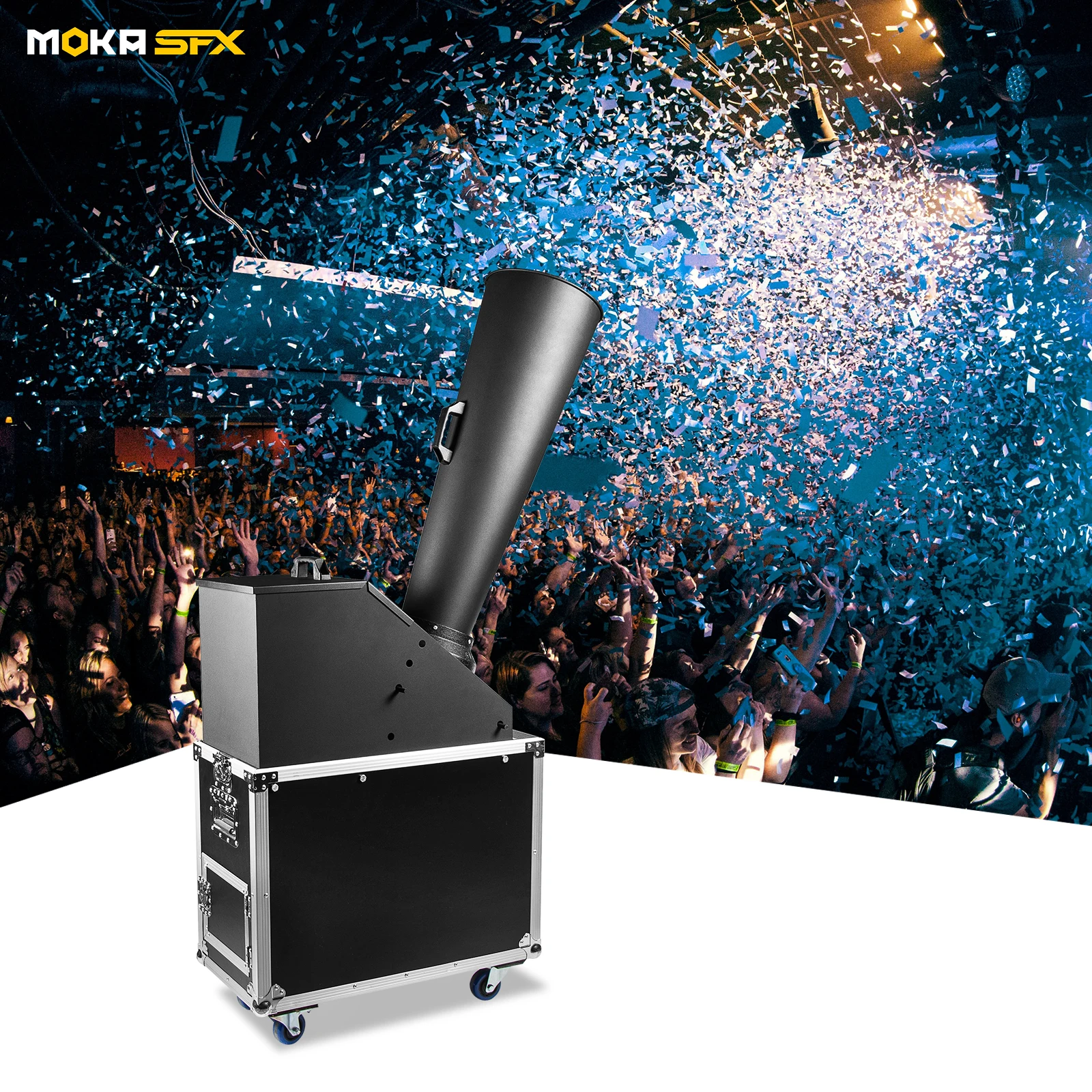 MOKA SFX  DMX MINI Rainbow Confetti Blaster Cannon DMX 512 Remote for Celebration Party Stage