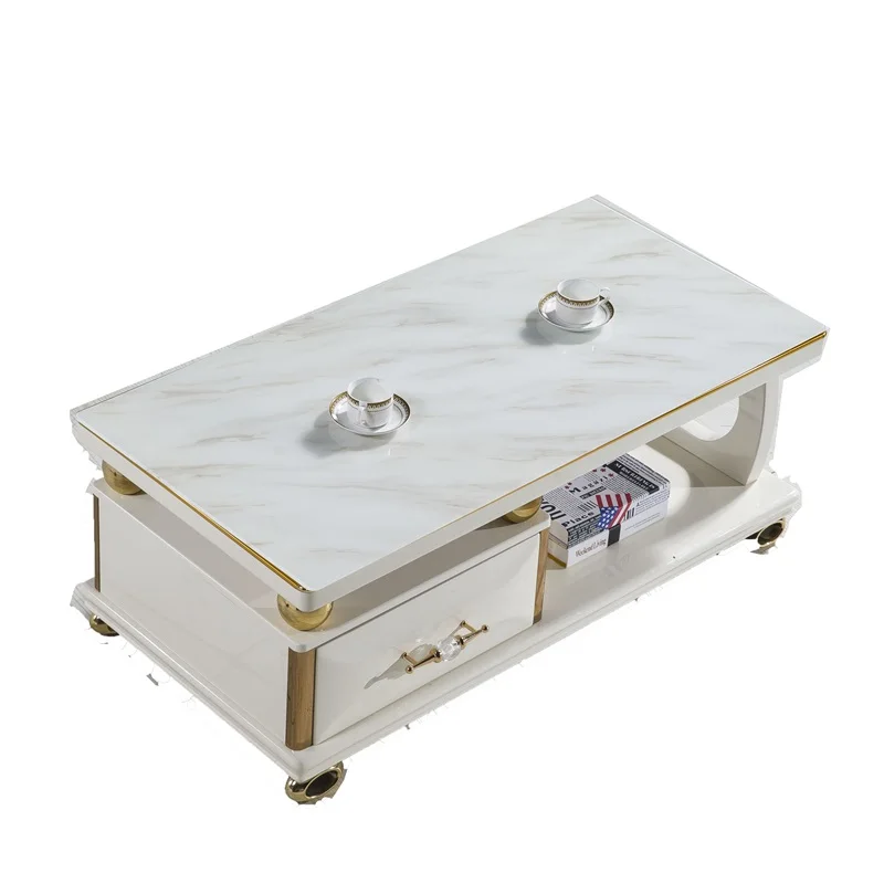 classic design square high gloss mdf modern wood tea corner with storage center mdf wooden glass coffee table